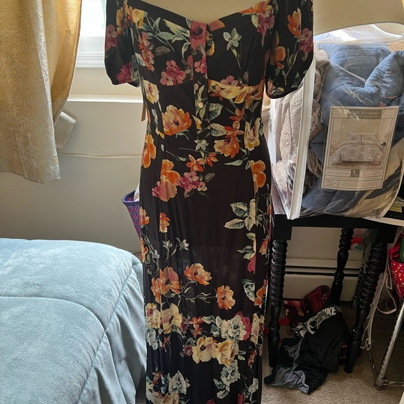 NWT! Anthropologie x Yumi Kim black floral button front maxi dress New! S small - Picture 2 of 8